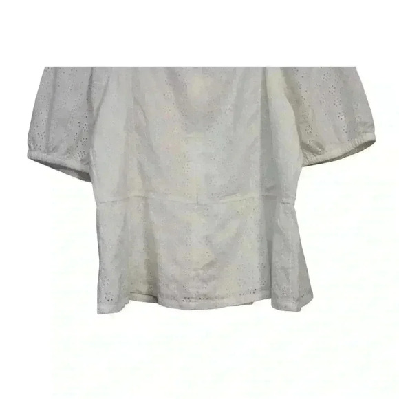 NWT Ann Taylor Factory Blouse Size 16 White Floral Eyelet Cottagecore Boho - Picture 3 of 8